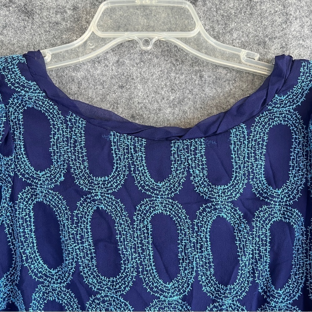 FROCK by Tracy Reese Judy Dress Embroidered Silk Navy Blue Size 6 NWT - Picture 5 of 13